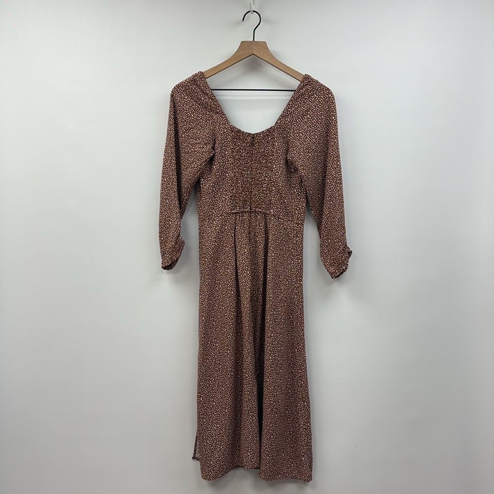 NWOT Abercrombie & Fitch Woven Speckled Dot A-Line Slit Midi Dress Rust XS - Picture 5 of 8